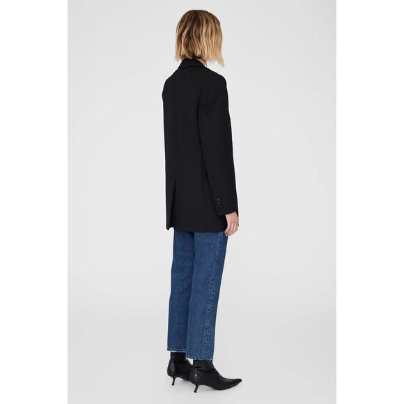 Anine Bing Declan Blazer Jacket Single Breasted Wool Blend Career Black Size XS - Picture 2 of 10